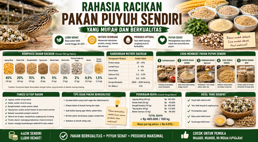 Rahasia Racikan Pakan Puyuh Sendiri yang Murah dan Berkualitas